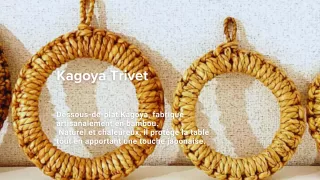 かごやさんのコーン鍋敷中と小サイズを並べて、紹介文を記載した画像